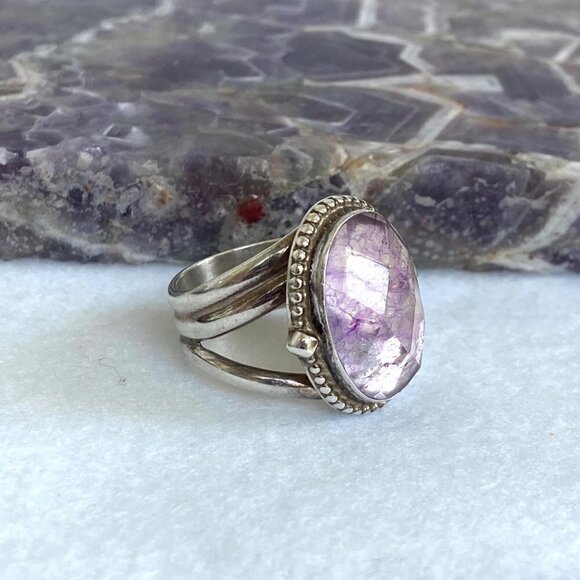 Sterling Silver 925 Jay King DTR Oval Faceted Dyed Quartz Triple Band Ring 6.5 - Picture 12 of 16